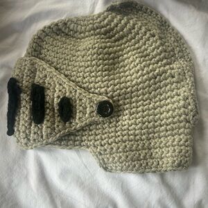 Unisex kids/Adult Knight Helmet winter hat, gray, new, one size fits most.